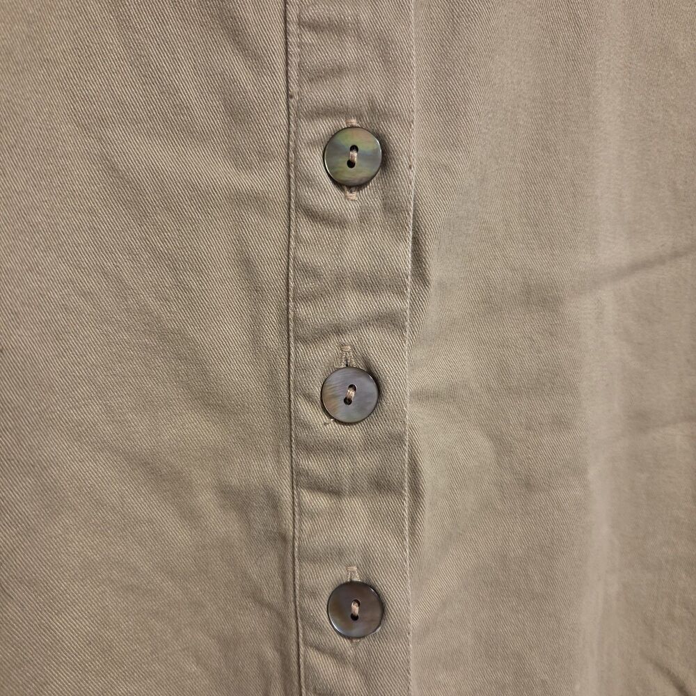 Vintage 90s Khaki Shirt Dress Medium 100% Cotton Safari Y2K Boxy Utility Mini - Picture 4 of 10